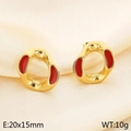 Pendientes geométricos dorados con esmalte rojo sobre fondo de seda, mide 20x15 mm - Estilo B Dorado (KE114510-K)