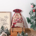 Sacchetto regalo di Natale in juta con renna a scacchi e chiusura a coulisse rossa - Sacchetto Con Coulisse Stile Renna Singola