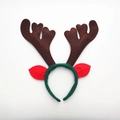 Braunes Rentiergeweih Stirnband mit roten Ohren und grünem Rahmen für Weihnachtsfeiern - Kaffee Rotes Geweih