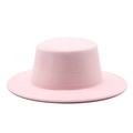 Detail showing the fine wool texture and neat stitching of the pink boater hat brim - M(56-58cm) / Pink