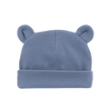 Gray-blue baby knitted beanie with cute 3D bear ears made of soft cotton fabric - Navy Blue