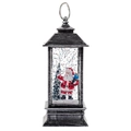Silver-black vintage snow globe lantern with Santa Claus and sparkling glitter inside - Silver Brushed Santa Claus