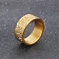 Men's gold-plated stainless steel wide ring featuring an intricate braided texture design - US 8 / Gold Color (KR111952-KJX)