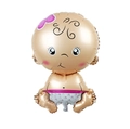 Champagne gold baby shaped foil balloon with pink polka dot bow for baby shower party - 57*40cm / Angel Baby Girl