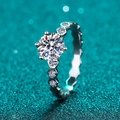 Anello classico in argento sterling S925 con design a nido d'ape e pietra moissanite - US 10 / 1 Carato di Moissanite