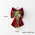 Fiocco di Natale in velluto rosso con pigne e aghi di pino, 30cm per 18cm - Fiocco piccolo rosso con pigna F (18x30cm)