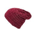 Detalle del tejido de chenilla burdeos y forro polar grueso en el gorro de punto esquí - Talla única / Burdeos