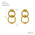 Minimalist double hoop interlocking earrings in 18k gold plated stainless steel finish - Twist Rope Double Ring Style (ZYG1580)