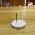 White knitting doll base stand with two 4.5cm metal pins for potato and cucumber dolls - Stand Base Only