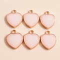 Lot de breloques cœur dorées avec émail pailleté rose pour la création de bijoux DIY - Rose Clair