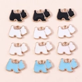 Set mit 12 süßen Cartoon-Hundeanhängern aus Emaille für DIY-Schmuck in vier Farben - Mehrfarbig