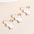 Lot de trois breloques mouton en émail blanc avec finition dorée pour bijoux DIY - Blanc