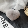 Plush heart hair scrunchie in grey faux rabbit fur with elastic band for ponytails - Gray