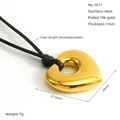 Goldener Herzanhänger mit verstellbarer schwarzer Kordelkette für Damen - 18K Vergoldet / Hohlherz-Stil (ZYG1677)