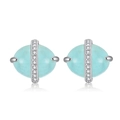 Eleganti orecchini a lobo in argento 925 con pietre ovali azzurre e pavé di cristalli - Gme09-p|gme09-p
