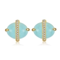 Orecchini a lobo in argento 925 con pietra azzurra e dettagli in oro e zirconi - Gme09-14k|gme09-14k