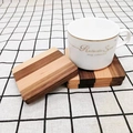 Square coasters made of spliced walnut and maple wood with natural grain finish - Multi-color Patchwork Square Flat 8.8cm