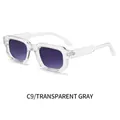 Retro square sunglasses C9 with transparent thick frames and gradient gray lenses - Transparent Frame Double Grey Lens
