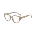 Retro oval cat eye sunglasses with translucent champagne frames and sleek resin design - Light Tea Frame Anti-blue Light Lens