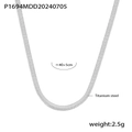 Collana a spina di pesce argentata in acciaio al titanio con lunghezza regolabile - P1694 Catena a Serpente Color Acciaio