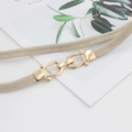Cintura sottile elastica color albicocca con gancio a doppio anello dorato - 75cm / Beige