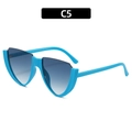 Modern electric blue cat eye sunglasses with gradient lenses and sharp V-shaped design - Blue Frame Gradient Blue Lens