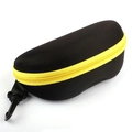 Estuche para gafas de sol EVA con cremallera amarilla y gancho de mosquetón plástico - 16.5cmx8cmx6.5cm / Estuche de almacenamiento negro con cremallera / Cremallera Amarilla