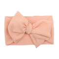 Elastic wide pink knit baby headband featuring a large textured bow knot decoration - Off White
