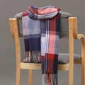 Klassischer karierter Schal in Rot, Blau und Weiß mit Fransen, weiches Winter-Accessoire - Rot Marine Weiß Kariert / Über 175cm