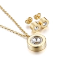 Schmuckset aus goldenem Titanstahl mit runder Diamantkette und passenden Ohrringen - Goldenes Rundes Zirkonia Schmuckset (KS59877-Z)