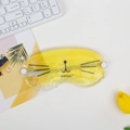 Yellow cat-shaped cooling gel eye mask with meow pattern on a white work desk - Yellow Cat / Yellow