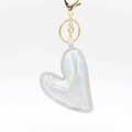 Portachiavi a cuore olografico laser con finitura argento riflettente e gancio d'oro - Argento