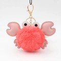 Llavero de cangrejo de peluche rosa con piel sintética y cierre de langosta dorado - Rojo Anaranjado