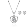 Platine Et Diamant Blanc (collier + Boucles D'oreilles)