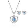 Or Blanc Diamant Bleu (collier + Boucles D'oreilles)