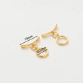 Detailed view of gold plated OT toggle clasp with 19mm T-bar and 10.5mm ring dimensions - 18K Round Curved Bar OT Clasp Style 2 - 2Pcs/Pack