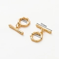 Macro view of 14k gold plated OT toggle clasp with 12.8mm ring and 19.2mm bar dimensions - 18K Cat Paw OT Clasp - 2Pcs/Pack