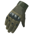 Army green tactical gloves with protective hard shell and breathable mesh fabric - L / Hard Shell Protection-Full Finger / Army Green