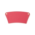 Detail shot of a pink PU leather coffee sleeve with gold eyelets and fine stitching - Rose Red