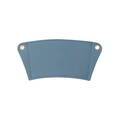 Detailed flat lay of blue PU leather coffee sleeve with gold eyelets and stitching - Light Blue