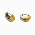 Boucles d'oreilles goutte en forme de C bicolores or et argent style ondulé - Boucle d'Oreille Bicolore Color-Block