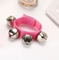Giocattolo musicale Orff con cinturino rosa e quattro campanelli in metallo - Rosa Chiaro