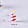 Miniature Christmas candle figurine with red spiral pattern, 2.5cm height for DIY decor - Style 4 Candle