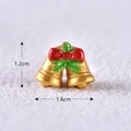 Miniature golden Christmas bells with a red bow and green leaves for DIY decor - Style 9 Bell