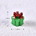 Miniature green Christmas gift box figurine with red bow, size 1.6cm x 1.3cm - Style 16 Gift Box