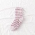 Chaussettes en polaire corail à rayures roses et mauves pour femme, douces et chaudes - Taille unique / Rayé Mauve