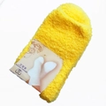Fuzzy yellow microfiber crew slipper socks for men with soft coral fleece texture - Bright Yellow
