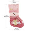 Calza di Natale rosa con paillettes, pupazzo di neve 3D e pacco regalo oro - Pupazzo di Neve