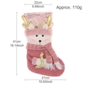 Calza di Natale rosa con paillettes, corna dorate e decorazione viso in peluche - Stile Alce