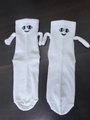 Blanc Brodé Sourire / [chaussettes Main Dans La Main Taille 35-45]